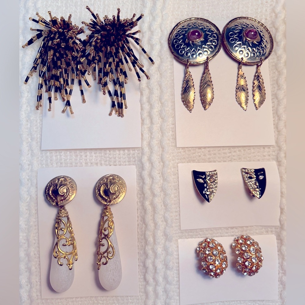 Lot of Vintage Clip-on Earrings 5 Pairs